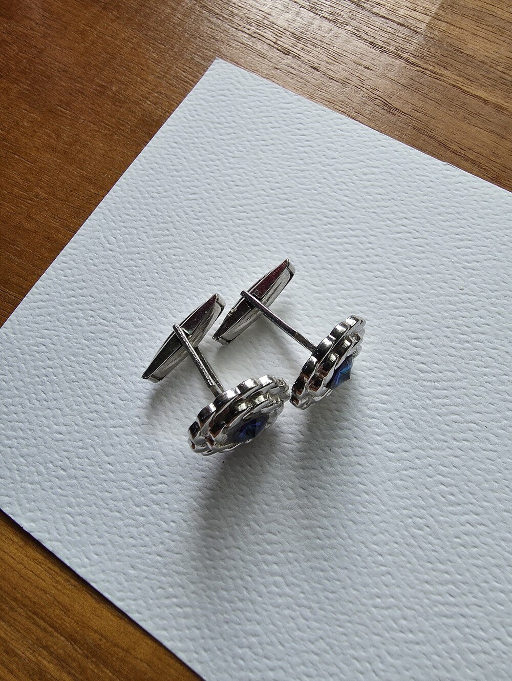 Classic silver-tone metal cufflinks featuring a polished oval face - Picture 6 of 6